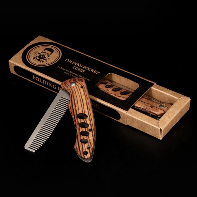 Peigne à barbe pliable en bois - Mens Grooming Kit Bag avis et prix