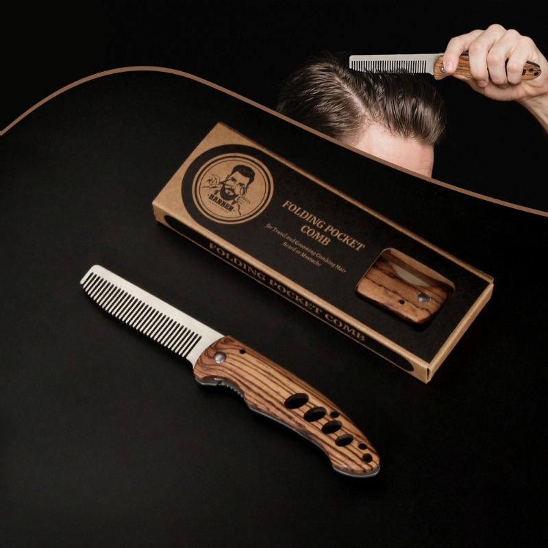 Peigne à barbe pliable en bois - Mens Grooming Kit Bag avis et prix