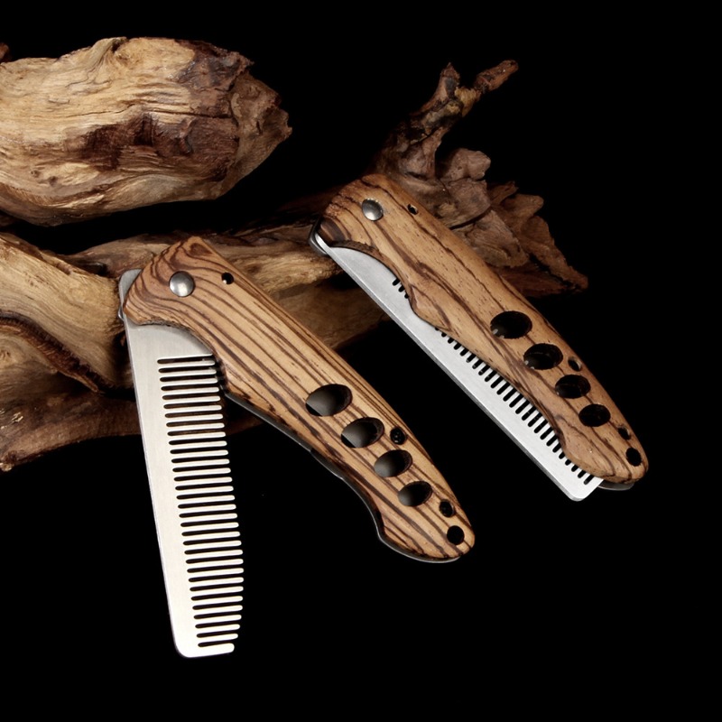 Peigne à barbe pliable en bois - Mens Grooming Kit Bag avis et prix