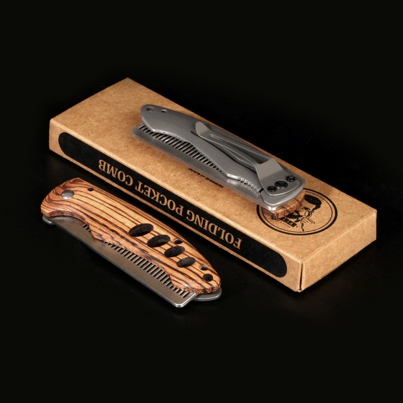 Peigne à barbe pliable en bois - Mens Grooming Kit Bag avis et prix