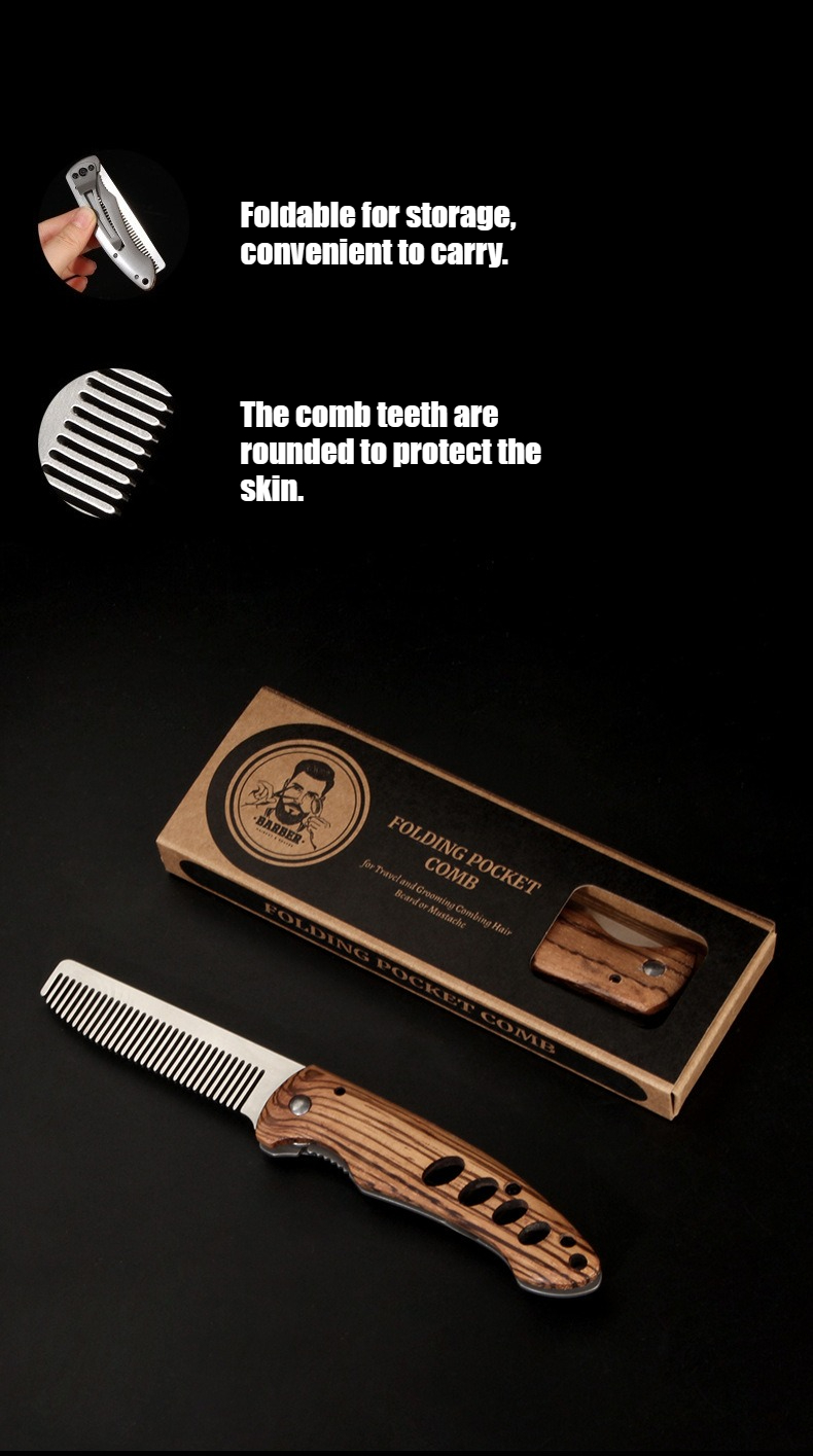 Peigne à barbe pliable en bois - Mens Grooming Kit Bag avis et prix